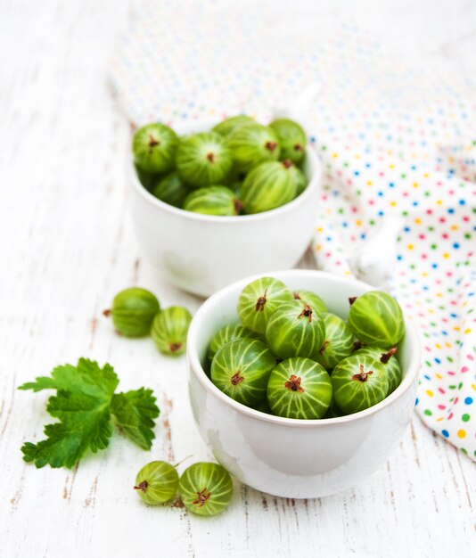 Cups with gooseberries