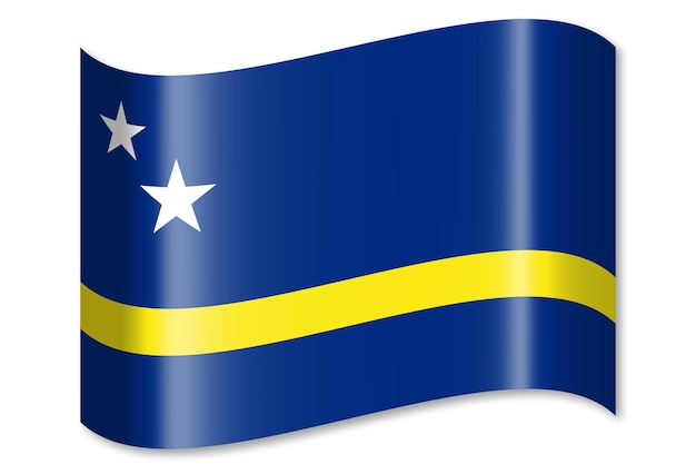 Photo curacao waving country flag on white background