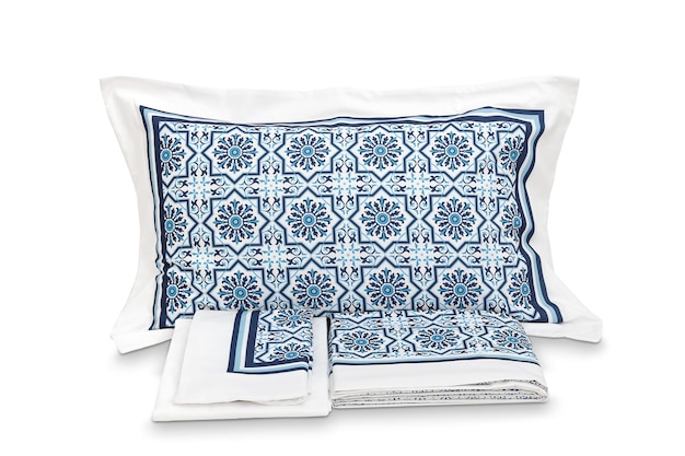 厳選された遊牧民ビルトモアの青と白の装飾枕セット
