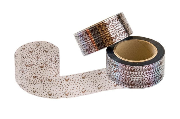 Curb tape decor for cakes with coffee pattern