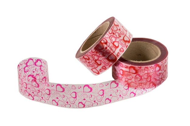 Curb tape decor for cakes with colored hearts pattern