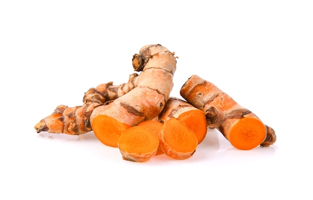 Curcumin root isolatedon white background