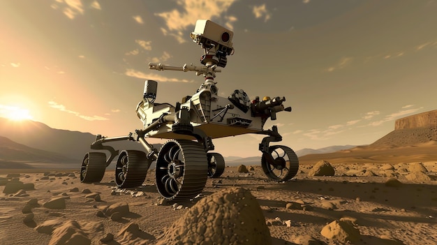 Foto curiosity rover op mars in driedimensionale ruimte