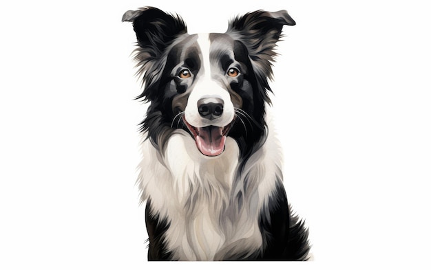 Curious Border Collie Gaze on White Background