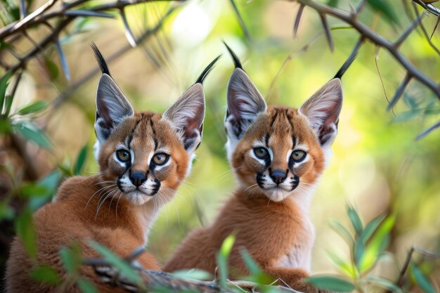 Curious Caracal cubs