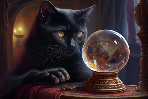 Curious cat and crystal ball Generative AI