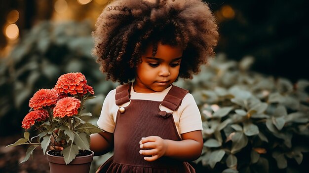 Photo curious child in nature