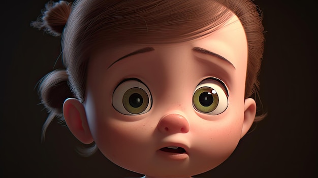 Foto faccia curiosa bambino in stile pixar