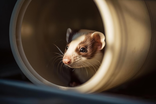 Curious Ferret Exploring Its Playful Environment