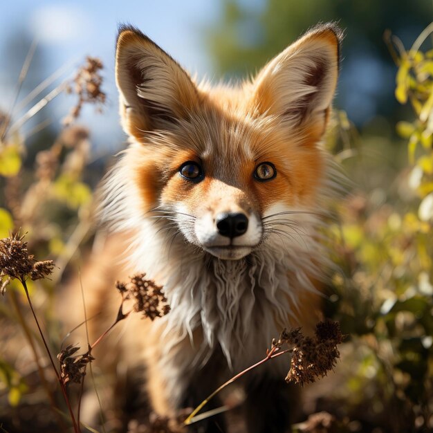 Curious Fox in Grassland Habitat