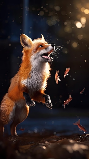 Curious fox pouncing on its prey wallpaper for the phone