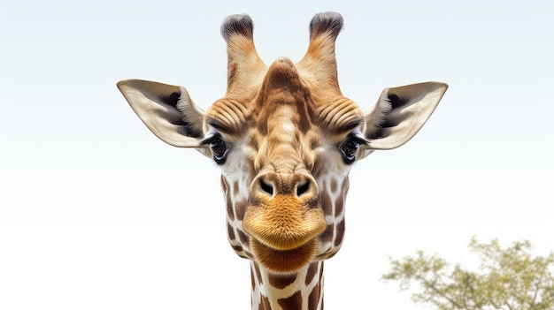 Photo curious giraffe photo realistic illustration - generative ai.