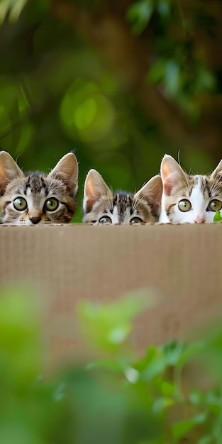 Foto gattini curiosi in scatola
