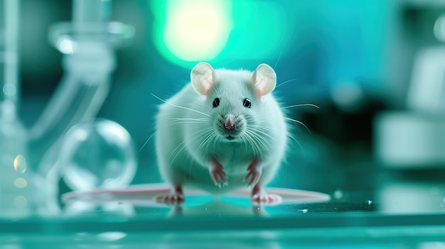 Curious laboratory mouse among scientific equipment capturing the essence of biomedical