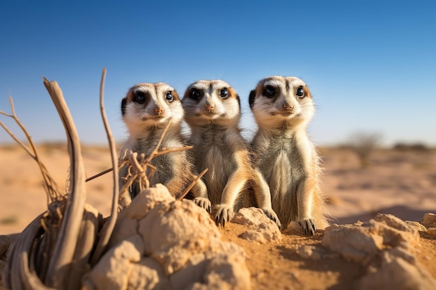 Curious Meerkats in the Desert Re