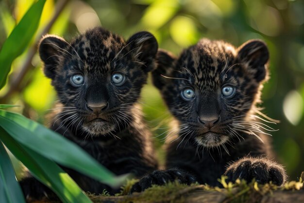 Curious panther cubs