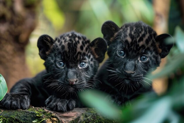 Photo curious panther cubs