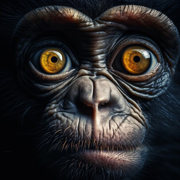 Premium AI Image Curious primate with expressive eyes