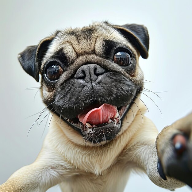 A Curious Pug Gazing at the Lens