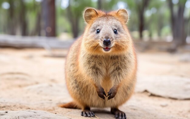 Photo curious quokka cheery face expression