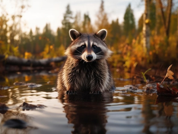 Curious Raccoon An Adventurous Encounter in the Wilderness