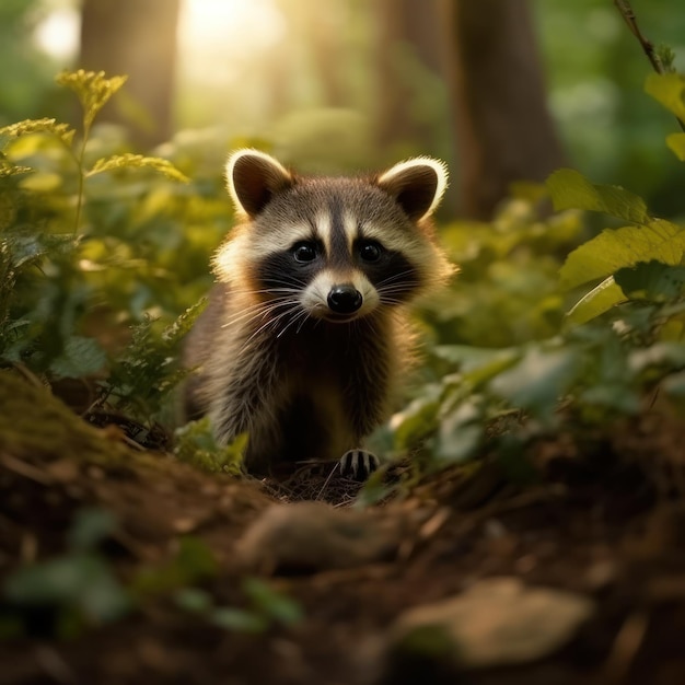 Curious Raccoon Een avontuurlijke ontmoeting in de wildernis