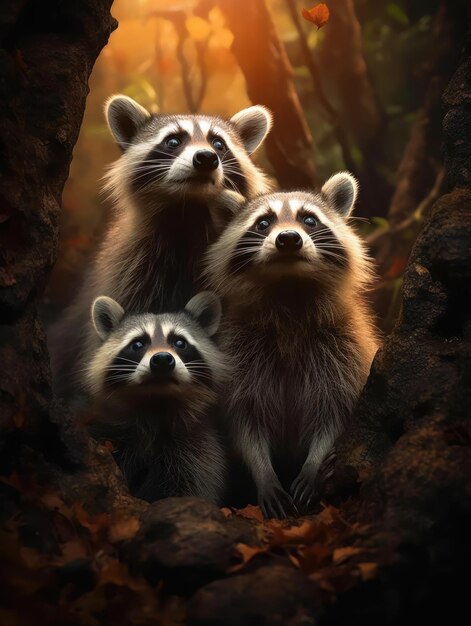 Curious Raccoon Een avontuurlijke ontmoeting in de wildernis