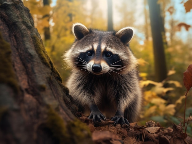 Curious Raccoon Een avontuurlijke ontmoeting in de wildernis