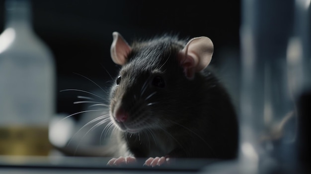 Curious rat being studied in lab