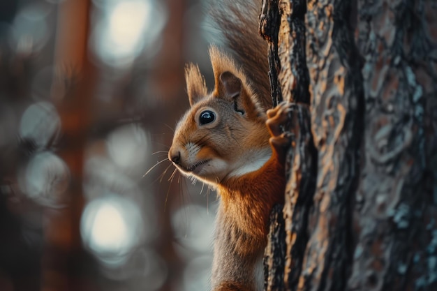 Curious Squirrel on Tree