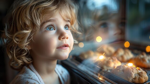 Curious Toddler Enthralled by Baking Cookies at Home