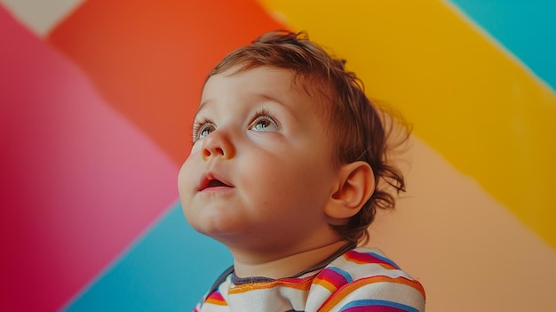 Foto un bambino curioso con le occhi aperte meravigliato