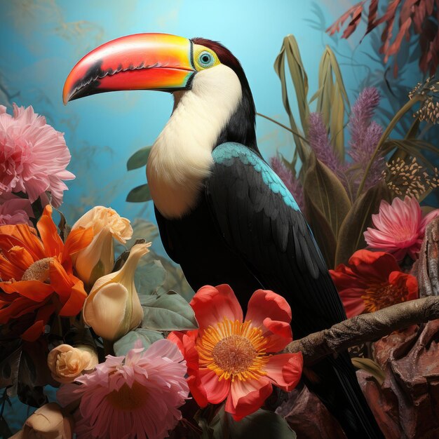 Curious Toucan in Tropical Surroundings