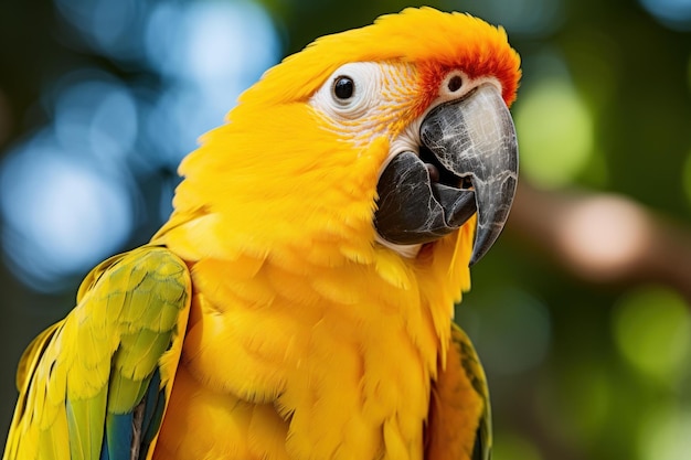 Foto il curioso pappagallo giallo nero genera ai