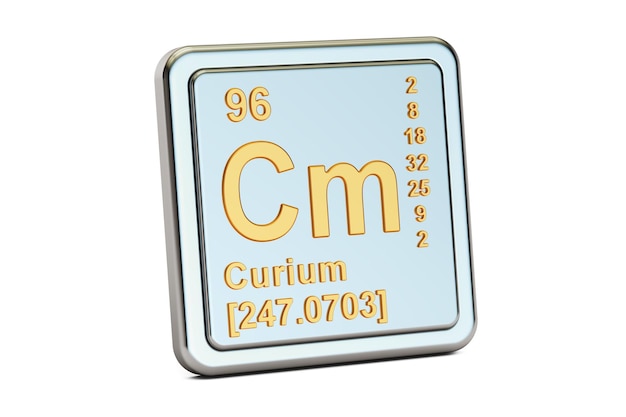 Curium Cm scheikundig element teken 3D-rendering