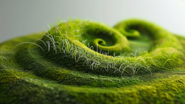 a curled green grass hill with air spirals plastic origami
