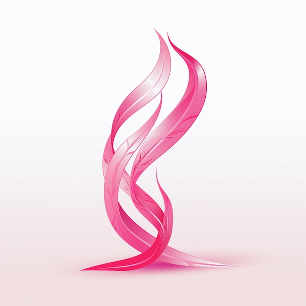 Curled pink ribbon on white a symbol of love and support