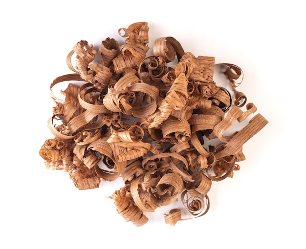 Curled wooden shavings