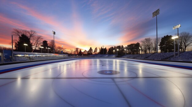 Curling sport arena outdoors ready and waiting for spectators AI Generated