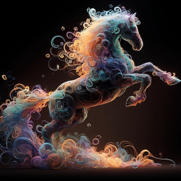 Photo curling swirls horse