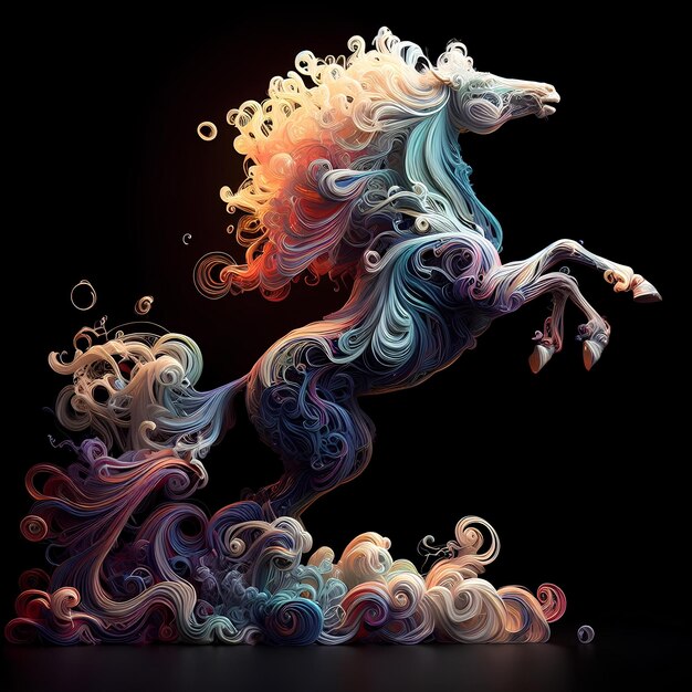 Photo curling swirls horse