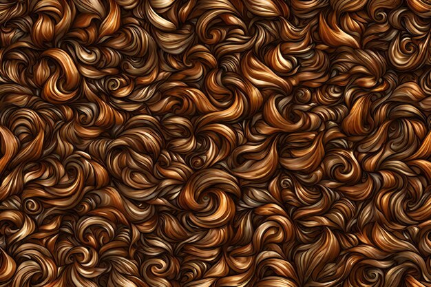 Photo curly brown hair seamless pattern illustration for your design