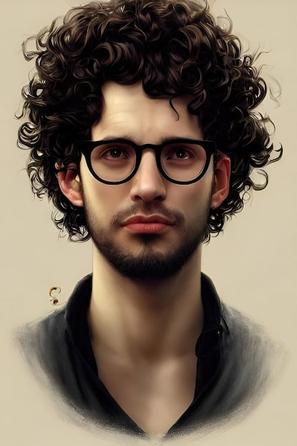 Photo curly hair with glasses