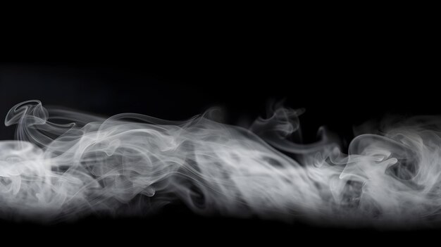 Photo curly steam smoke isolated on a black background