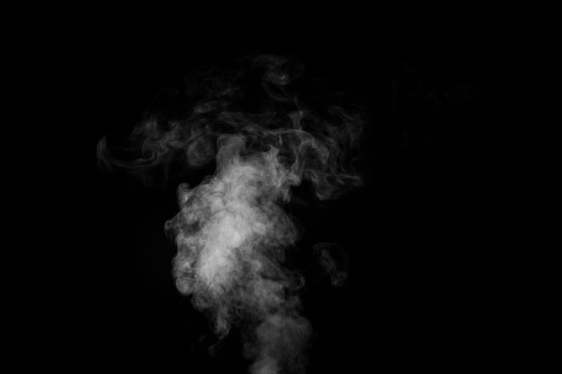 Real white steam on black background. Real white steam isolated on