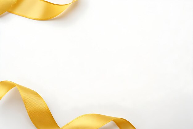 Curly yellow ribbon on white background with copy space for text