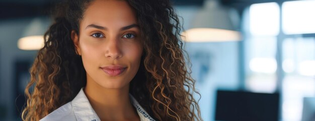 Curlyhaired Woman in White Shirt