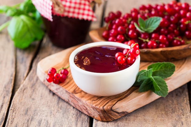 currant  jam and fresh red currants