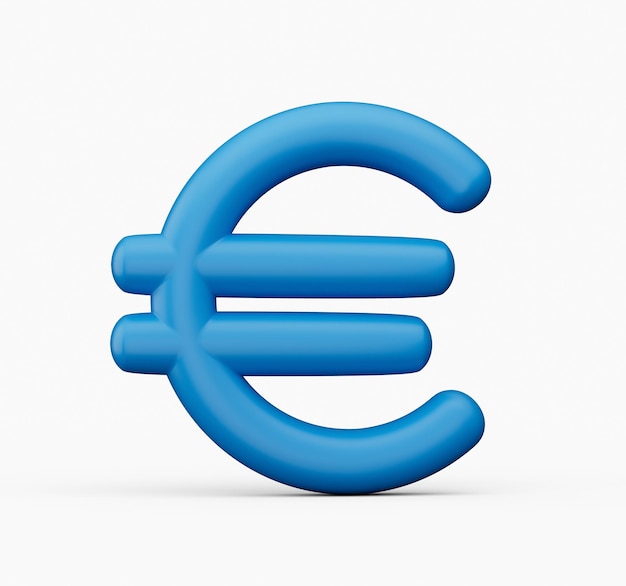 Currency euro 3d icon outline Blue finance icon business symbol 3d illustration