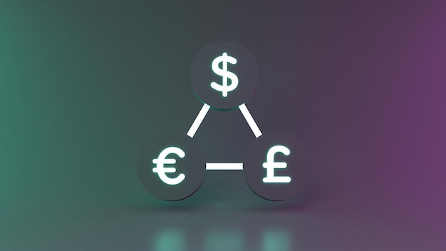 外貨両替アイコン 3 d レンダリング図